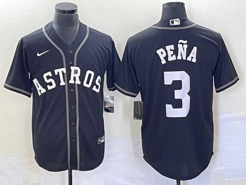 Mens Houston Astros #3 Jeremy Pena Black Cool Base Stitched Baseball Jersey
